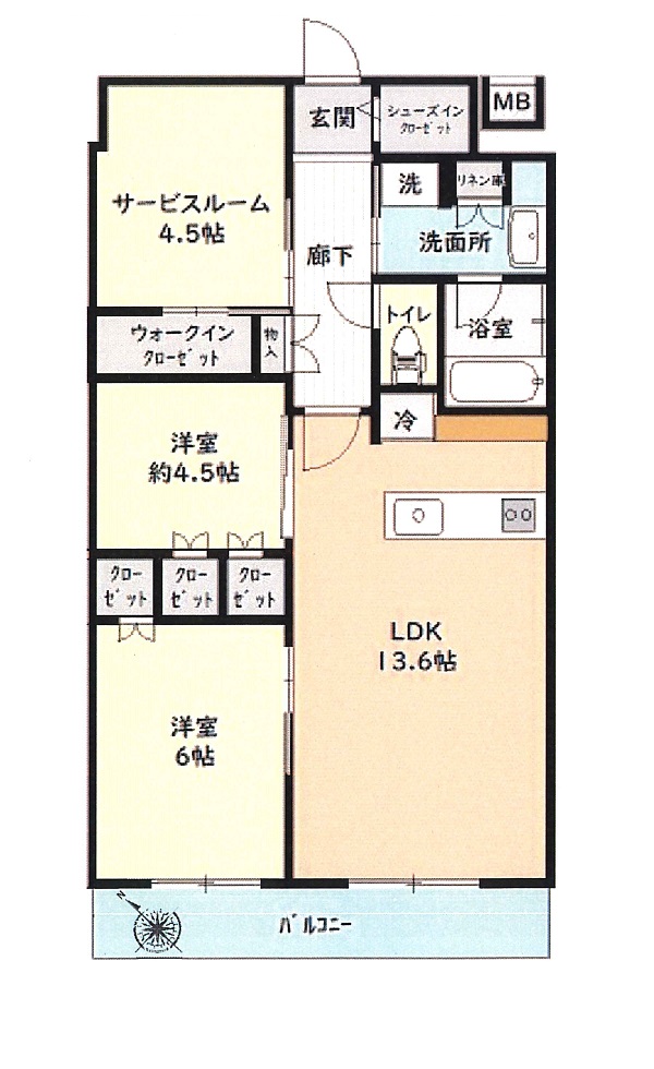 間取図　2LDK+S